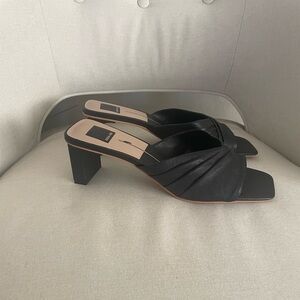 Dolce Vita Carlan Black Leather Block Heel Mules